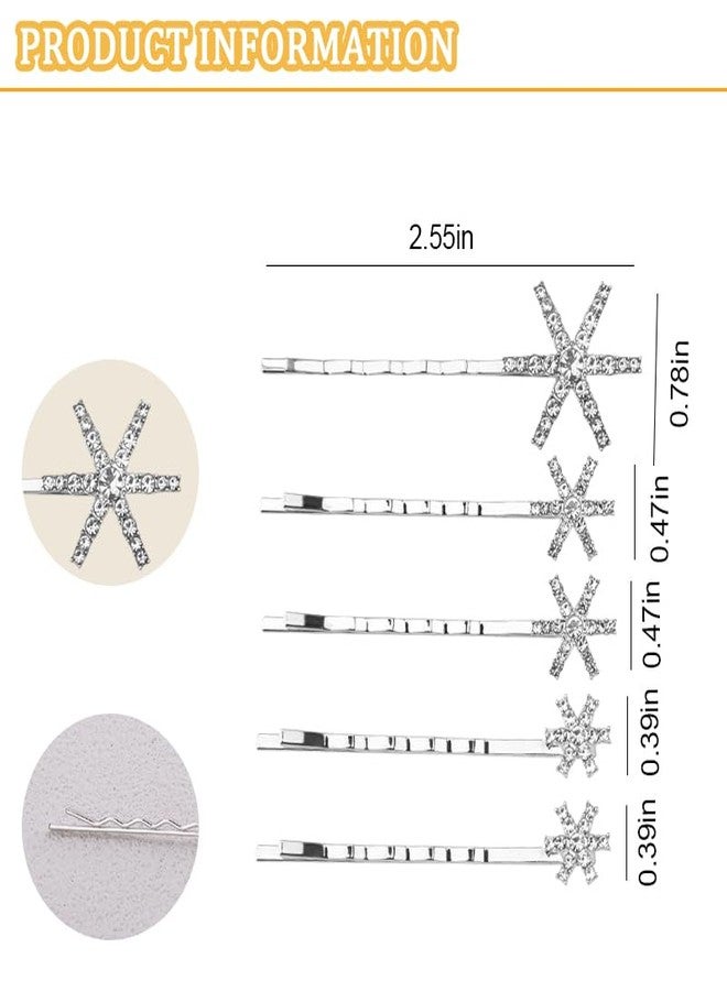 YangQian Christmas Hair Pins for Womens Snowflake Crystal Rhinestone Bobby Pins for Wedding Sparkly Star Hair Clips Barrettes Bridal Flower Girls Bobby Pins Accessories Birthday Decorative Hairpins for Updos - Image 5